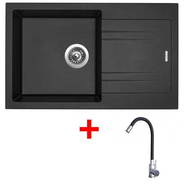 Sinks LINEA 780 Metalblack + Elasta nerez/černá