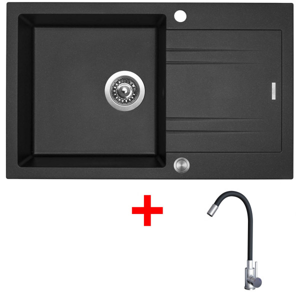 Sinks LINEA 780 XC Metalblack + Elasta nerez/černá