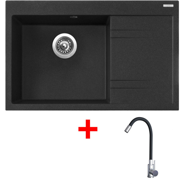 Sinks RIM 780 L Granblack + Elasta nerez/černá