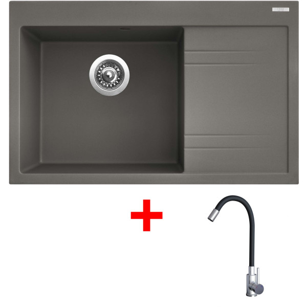 Sinks RIM 780 L Truffle + Elasta nerez/černá