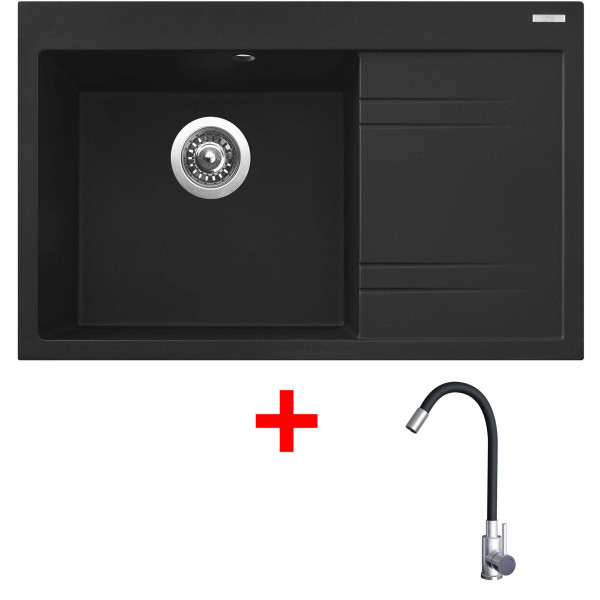 Sinks RIM 780 L Metalblack + Elasta nerez/černá