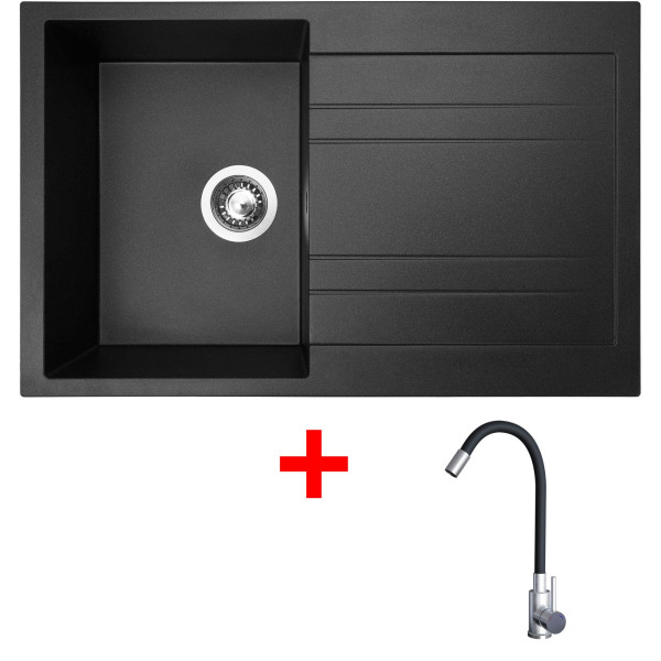 Sinks GRANDE 800 Metalblack + Elasta nerez/černá