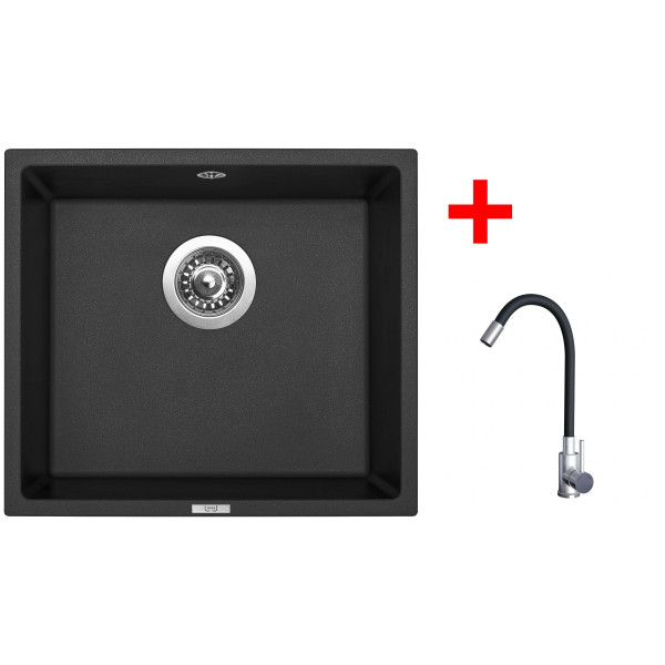 Sinks FRAME 457 Granblack + Elasta nerez/černá
