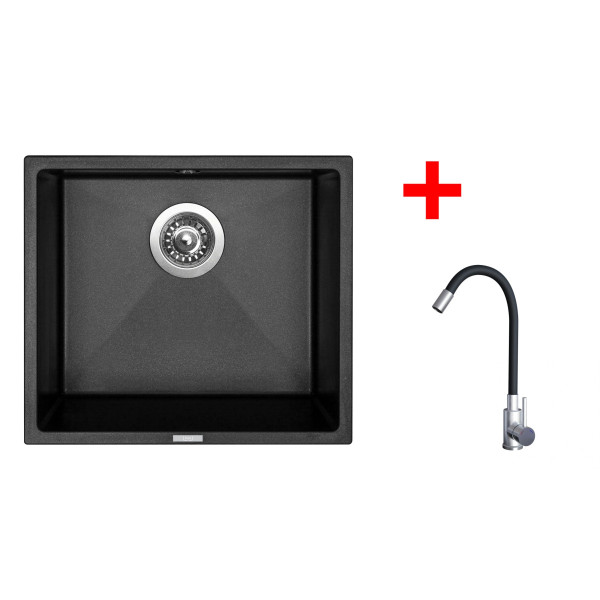 Sinks FRAME 457 Metalblack + Elasta nerez/černá