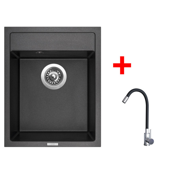 Sinks CLASSIC 400 Metalblack + Elasta nerez/černá