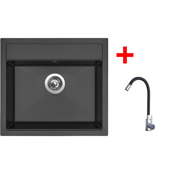 Sinks SOLO 560 Pureblack + Elasta nerez/černá