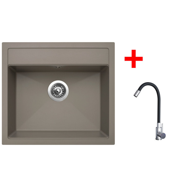 Sinks SOLO 560 Truffle + Elasta nerez/černá
