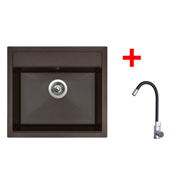 Sinks SOLO 560 Marone + Elasta nerez/černá