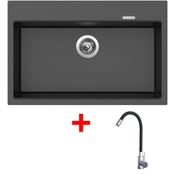 Sinks MAXIMO 780 Metalblack + Elasta nerez/černá