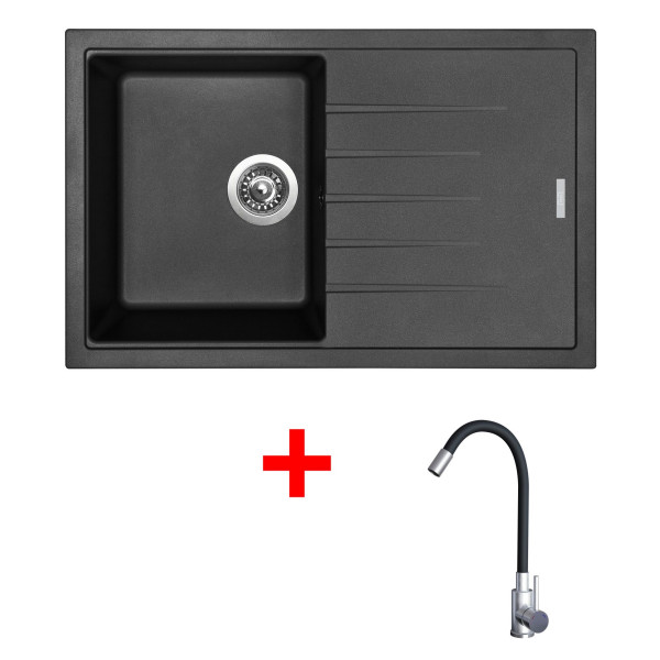 Sinks BEST 780 Metalblack + Elasta nerez/černá