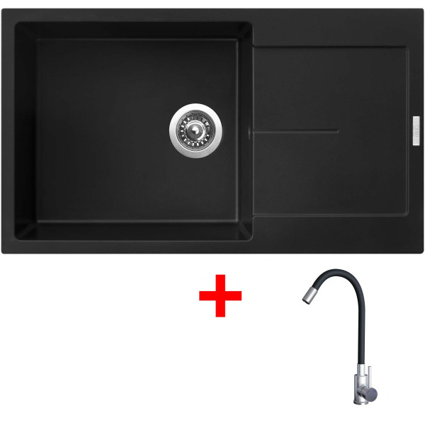 Sinks ULTIMA 860 XXL Pureblack + Elasta nerez/černá