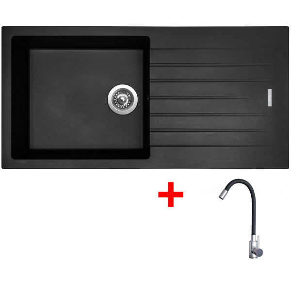 Sinks PERFECTO 1000 Pureblack + Elasta nerez/černá