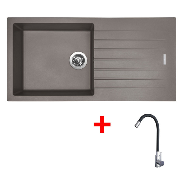 Sinks PERFECTO 1000 Truffle + Elasta nerez/černá