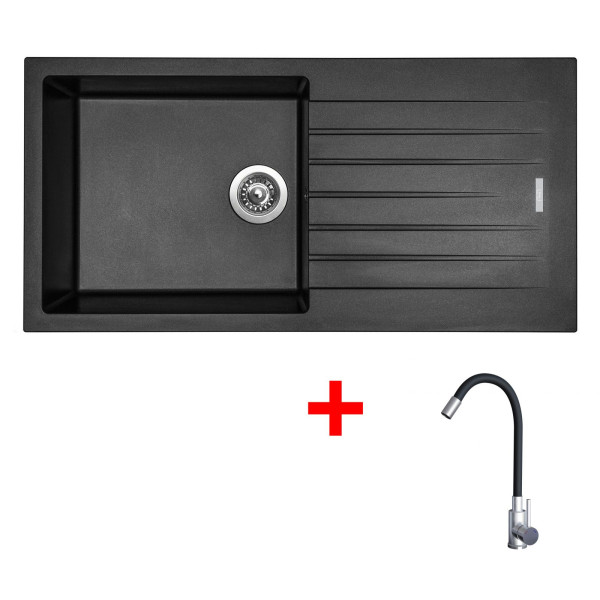 Sinks PERFECTO 1000 Metalblack + Elasta nerez/černá