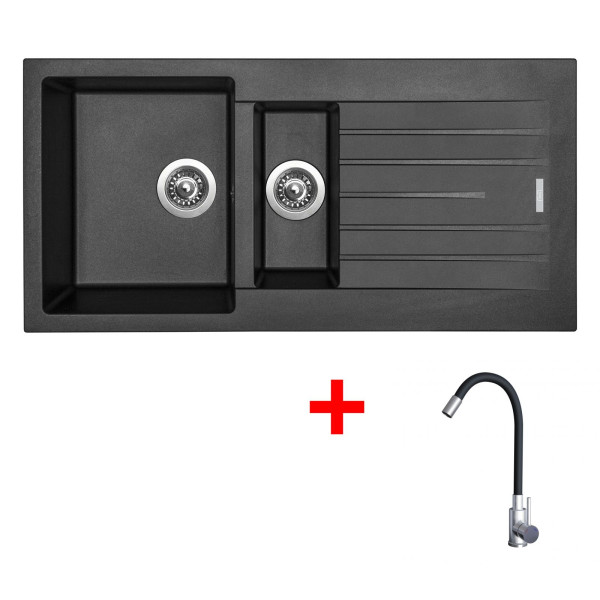 Sinks PERFECTO 1000.1 Metalblack + Elasta nerez/černá