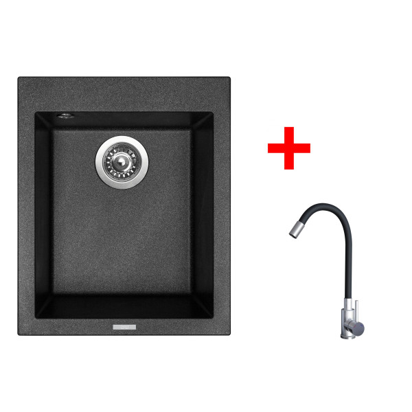 Sinks CUBE 410 Metalblack + Elasta nerez/černá