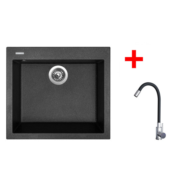 Sinks CUBE 560 Granblack + Elasta nerez/černá
