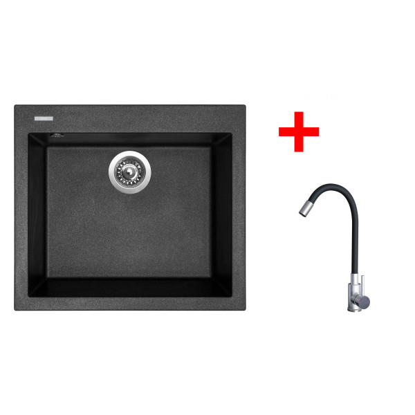 Sinks CUBE 560 Metalblack + Elasta nerez/černá