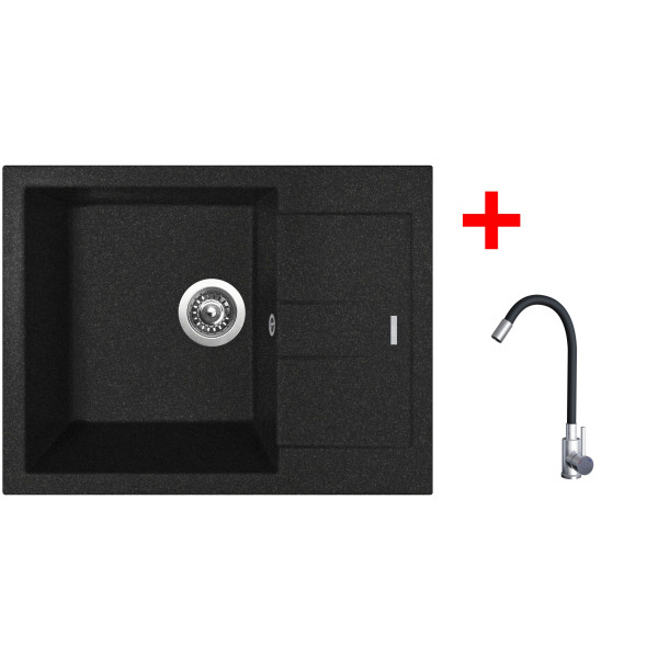 Sinks AMANDA 650 Granblack + Elasta nerez/černá