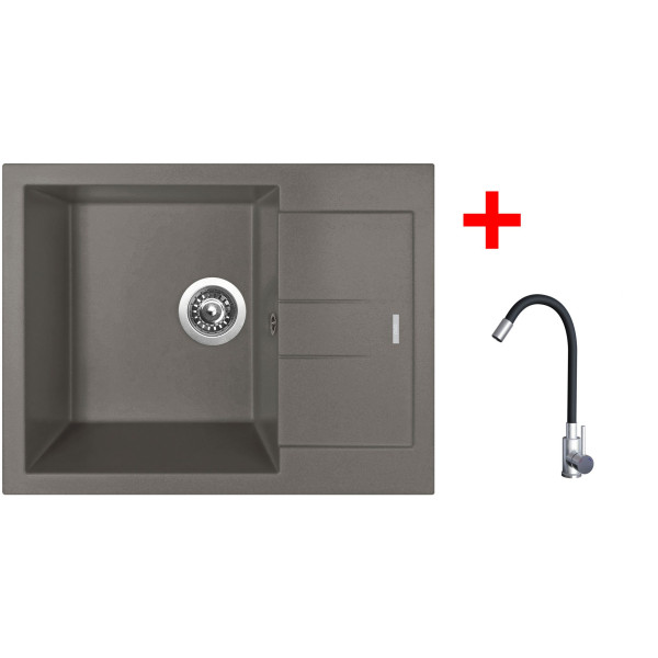 Sinks AMANDA 650 Truffle + Elasta nerez/černá