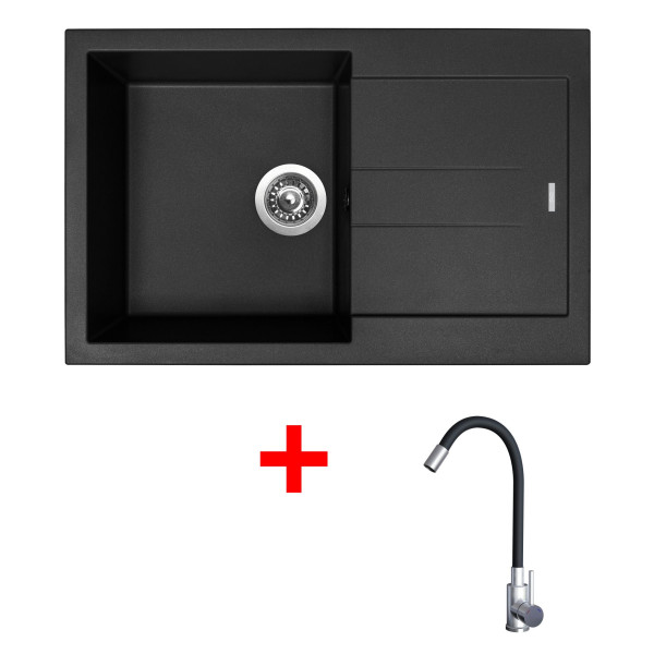Sinks AMANDA 780 Pureblack + Elasta nerez/černá