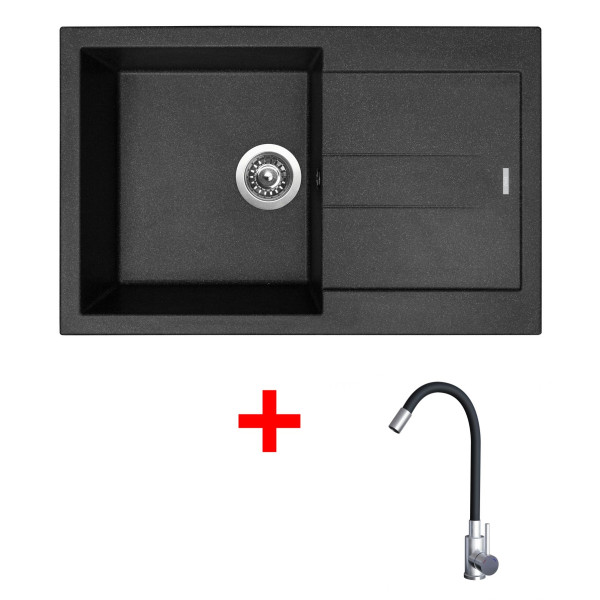 Sinks AMANDA 780 Granblack + Elasta nerez/černá