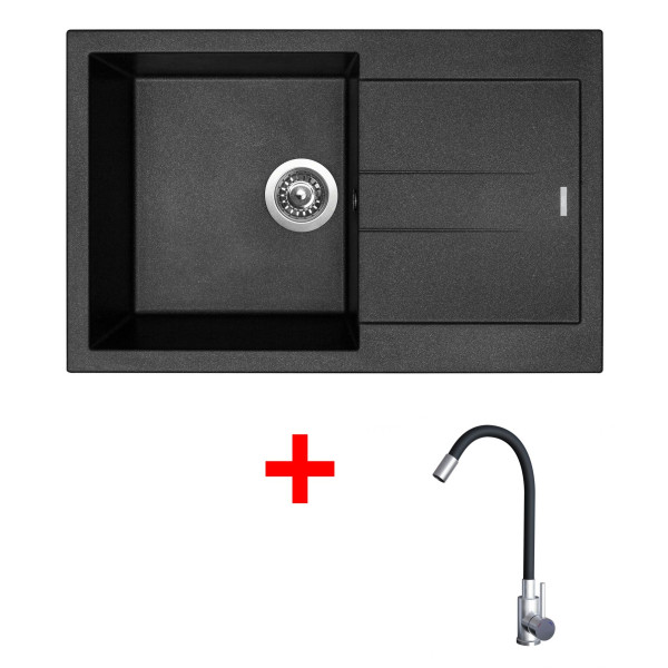 Sinks AMANDA 780 Metalblack + Elasta nerez/černá