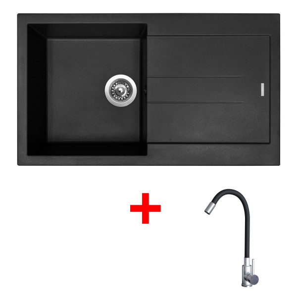 Sinks AMANDA 860 Pureblack + Elasta nerez/černá