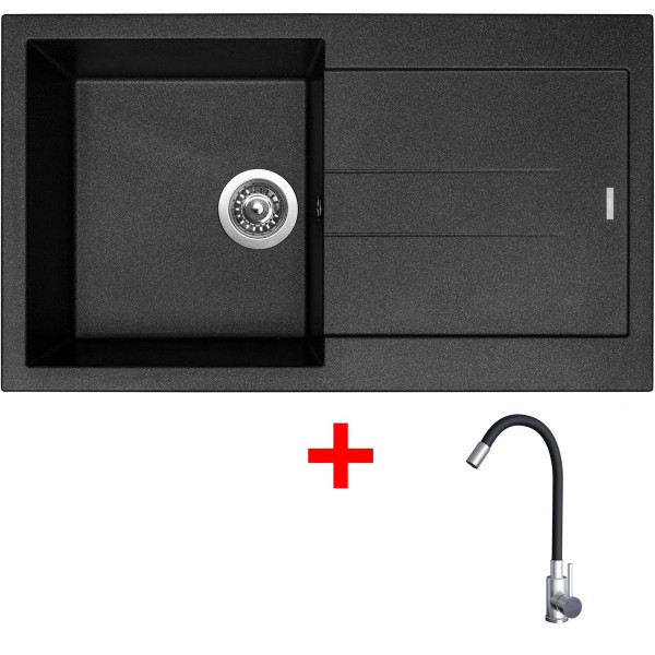 Sinks AMANDA 860 Metalblack + Elasta nerez/černá