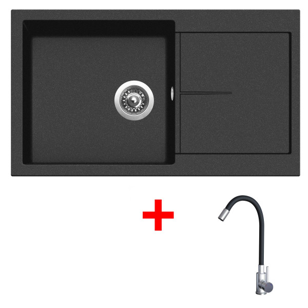 Sinks INFINITY 860 Metalblack + Elasta nerez/černá