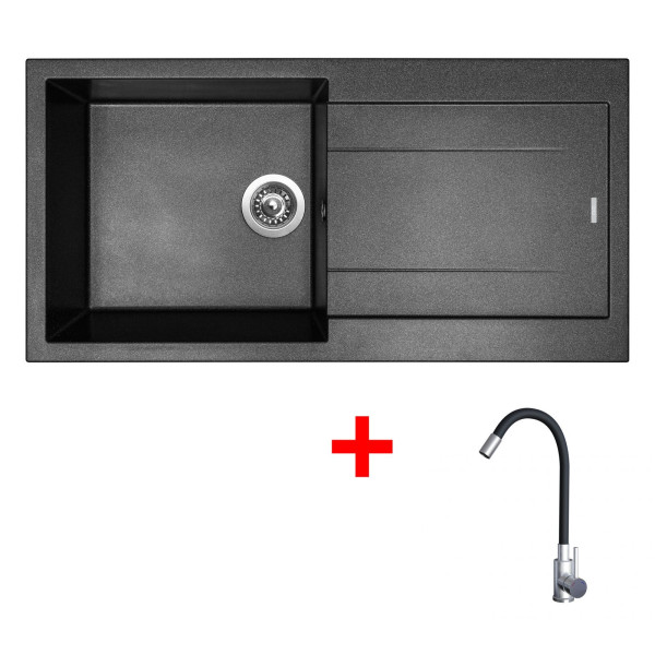 Sinks AMANDA 990 Metalblack + Elasta nerez/černá