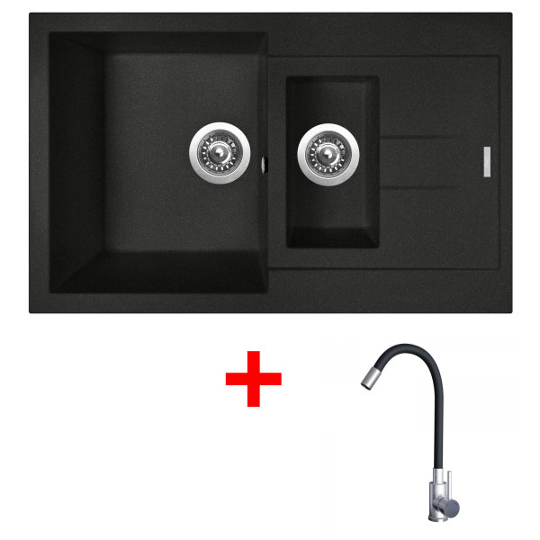 Sinks AMANDA 780.1 Metalblack + Elasta nerez/černá
