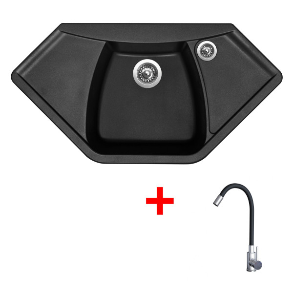 Sinks NAIKY 980 Pureblack + Elasta nerez/černá