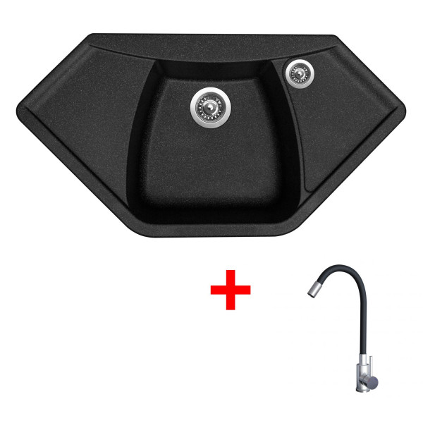 Sinks NAIKY 980 Granblack + Elasta nerez/černá