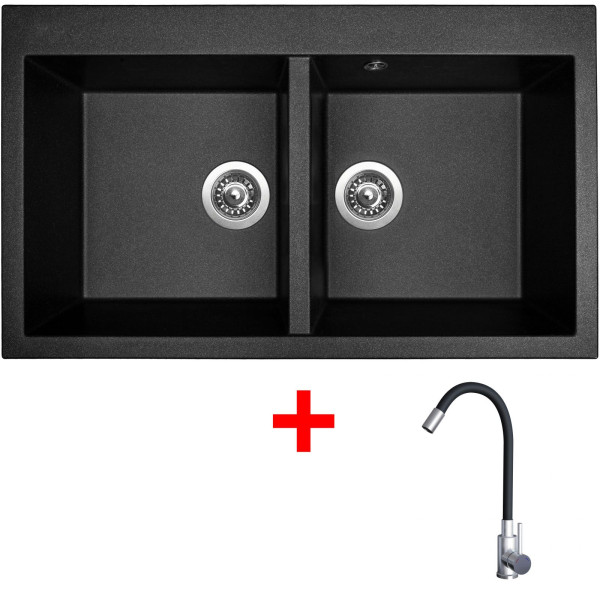 Sinks AMANDA 860 DUO Metalblack + Elasta nerez/černá