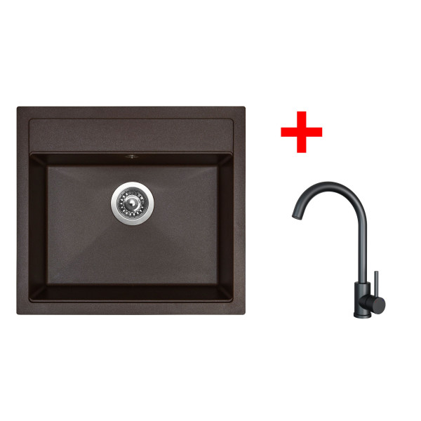 Sinks SOLO 560 Marone + ARCO černá matná