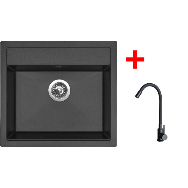 Sinks SOLO 560 Pureblack + ELASTA černá matná