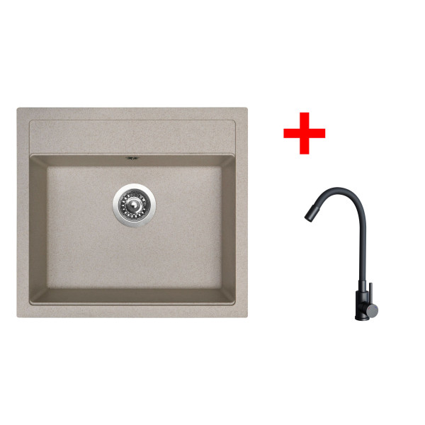 Sinks SOLO 560 Avena + ELASTA černá matná