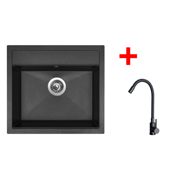 Sinks SOLO 560 Granblack + ELASTA černá matná