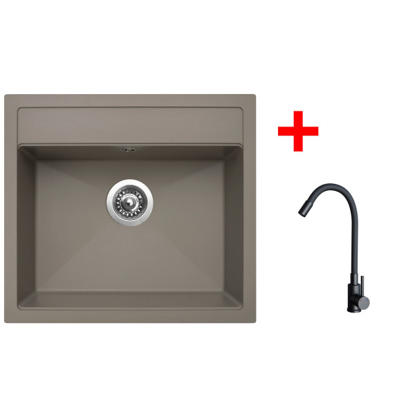 Sinks SOLO 560 Truffle + ELASTA černá matná