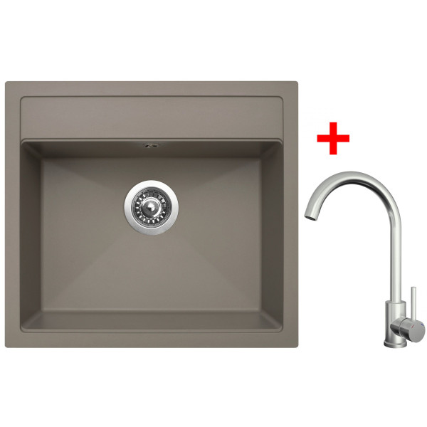 Sinks SOLO 560 Truffle + ARCO celonerezová