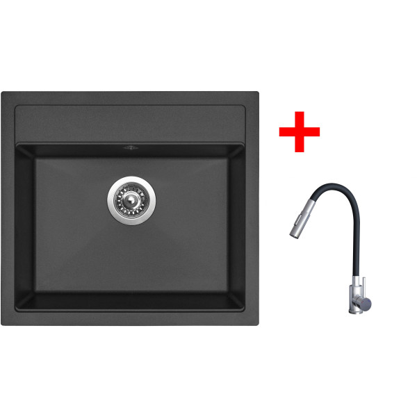 Sinks SOLO 560 Pureblack + ELASTA S nerez/černá