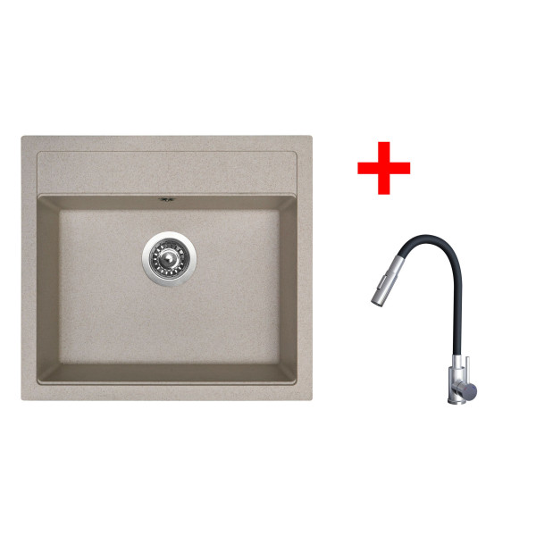 Sinks SOLO 560 Avena + ELASTA S nerez/černá