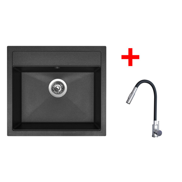 Sinks SOLO 560 Granblack + ELASTA S nerez/černá