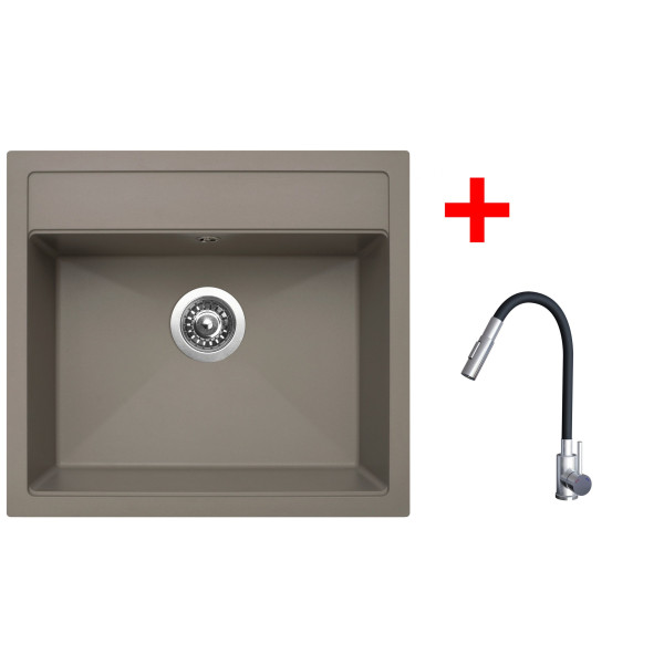Sinks SOLO 560 Truffle + ELASTA S nerez/černá