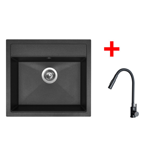 Sinks SOLO 560 Granblack + ELASTA S černá matná