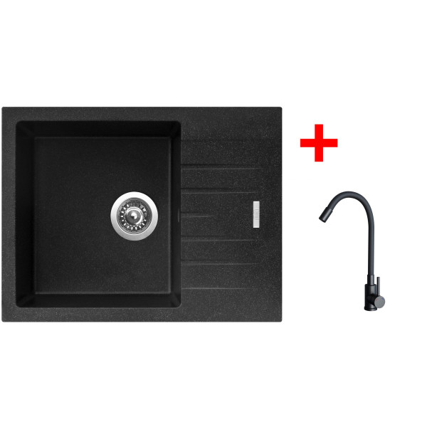 Sinks PERFECTO 650 Granblack + ELASTA černá matná