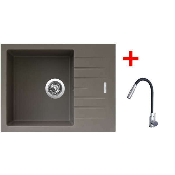 Sinks PERFECTO 650 Truffle + ELASTA S nerez/černá