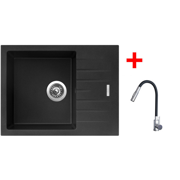 Sinks PERFECTO 650 Metalblack + ELASTA S nerez/černá