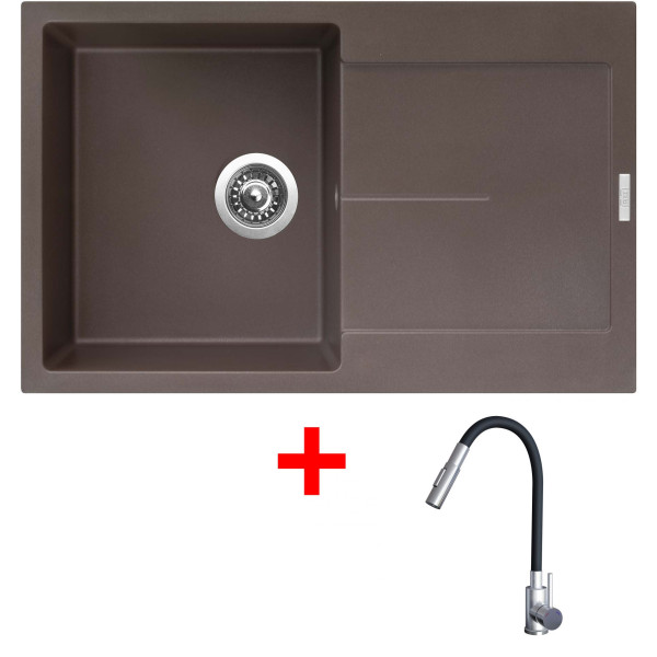 Sinks ULTIMA 790 Marone + ELASTA S nerez/černá